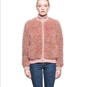 Adorable John + Jenn Pink Fuzzy Bomber Jacket - S